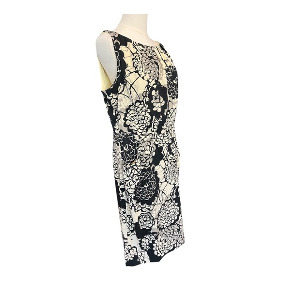 EUC JONES WEAR Black & Cream Floral Mid Length Dress Sz 14 + Flexees Shapewear - Picture 4 of 15